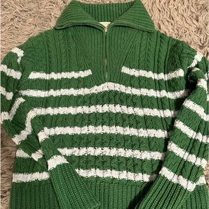 Green and light blue XS knitted quarter zip